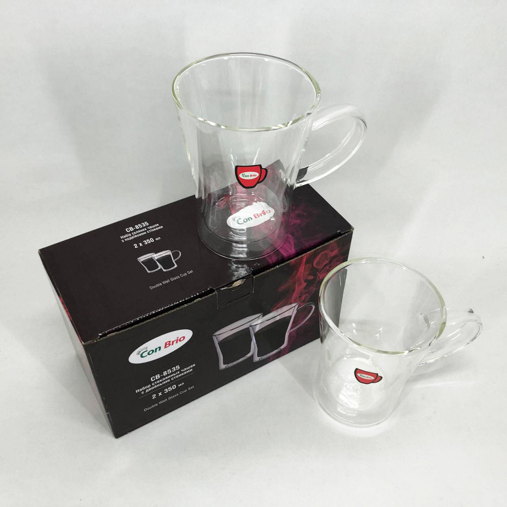 Чашка бонна с двойным стеклом Con Brio CB-8535-2 350 мл 2 шт, Набор стаканов с двойным стеклом 2 шт LV-89 Львов - изображение 2