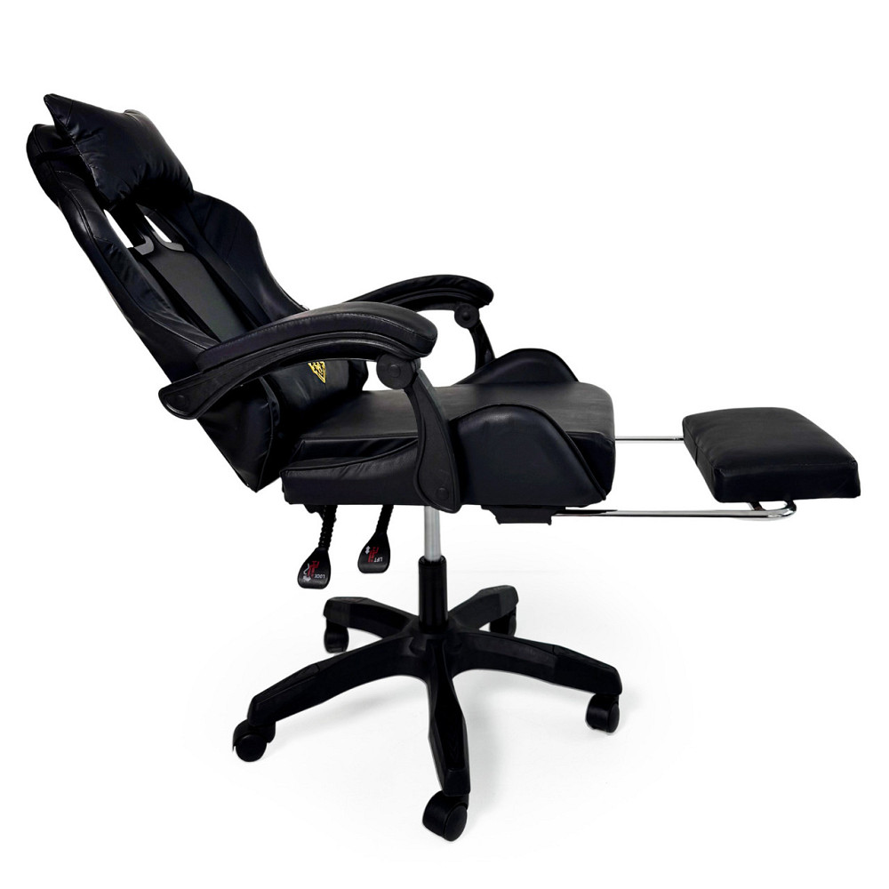 Геймерское кресло Primaveo с эргономичными подушками и выдвижной подставкой для ног, Черный Киев - изображение 4