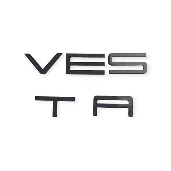 Емблема VESTA (485-30 мм) пластик на скотчі чорний напис Мукачево