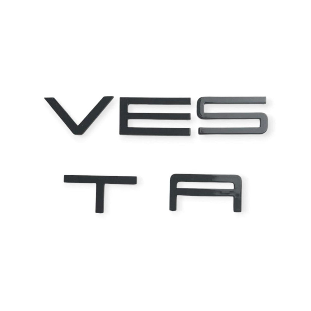 Эмблема VESTA (485-30 мм) пластик на скотче черный надпись Мукачево - изображение 1