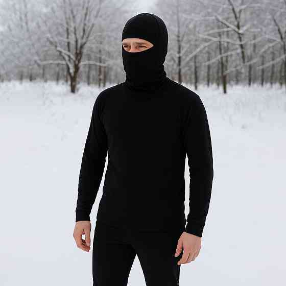 Зимова балаклава-баф на флісі, Чорна / Тактична балаклава утеплена / Балаклава флісова Київ