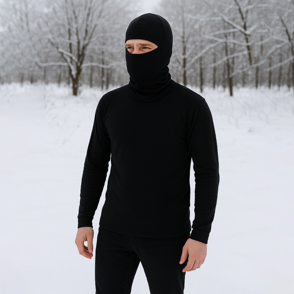 Зимова балаклава-баф на флісі, Чорна / Тактична балаклава утеплена / Балаклава флісова Київ - фото 5