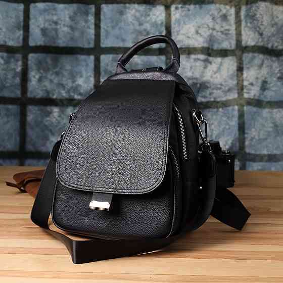 Жіночий рюкзак з натуральної шкіри Vintage 23056 Чорний Київ