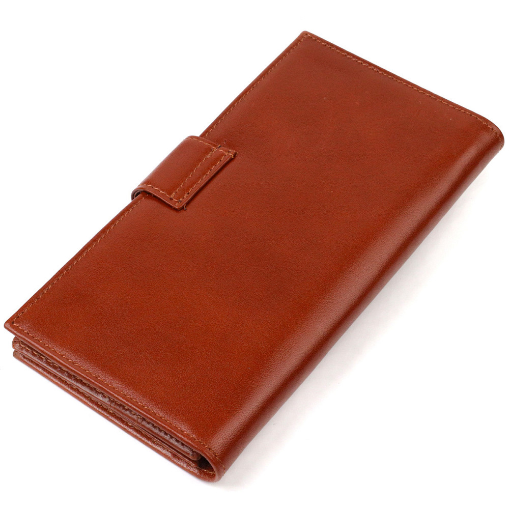 Практичное вертикальное мужское портмоне из натуральной гладкой кожи Коричневое (CANPELLINI) Киев - изображение 6