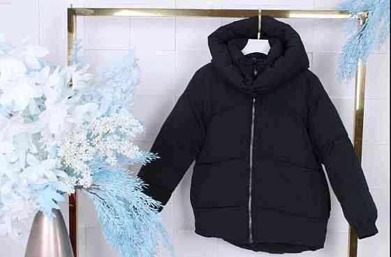 Детская подростковая черная зимняя куртка для девочки оверсайз эко пух 164 Николаев