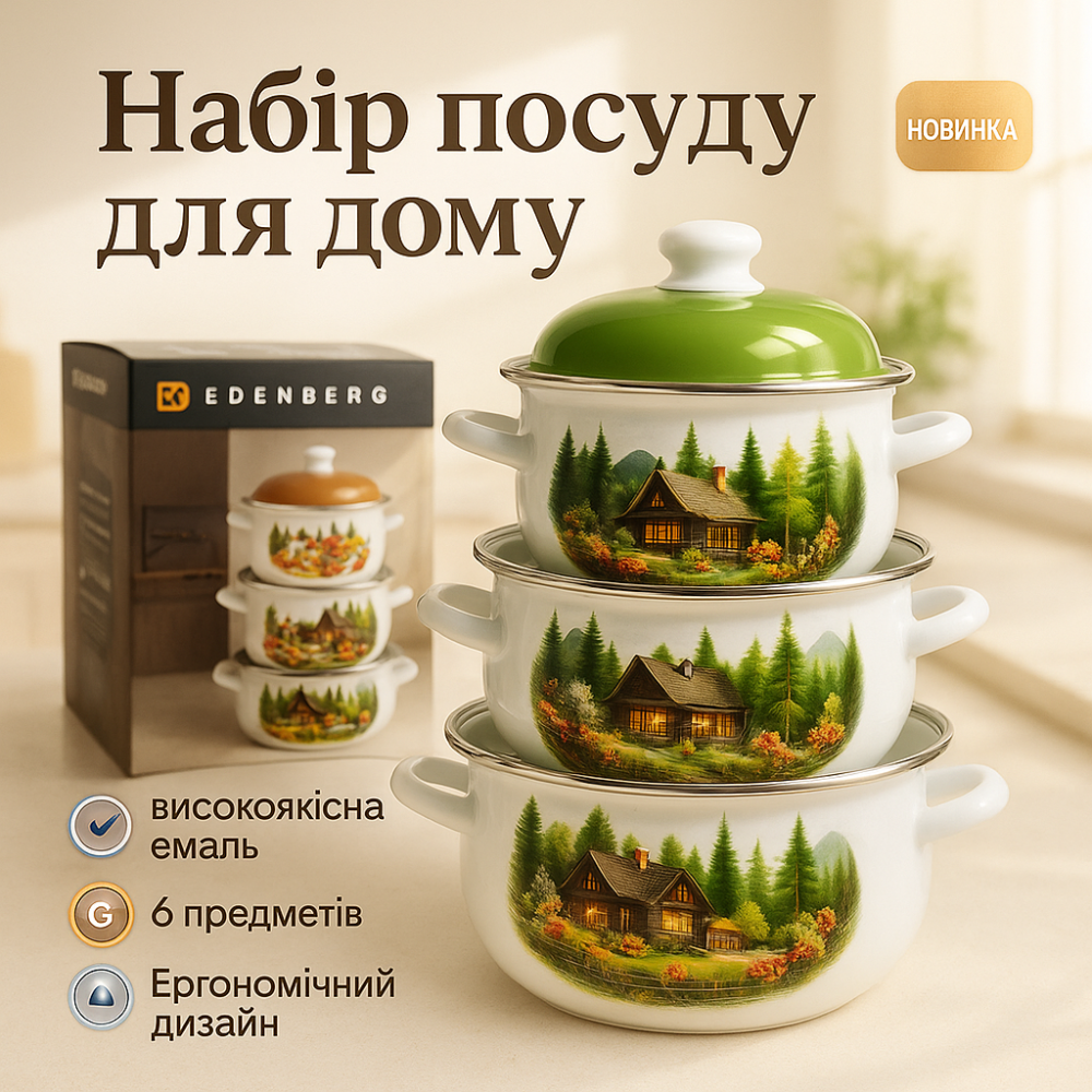 Эмалированные кастрюли для приготовления, Хороший набор кастрюль на подарок, Кастрюли для электроплиты SE-23 Львов - изображение 14