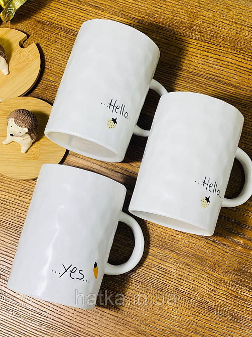 Кухоль чашка кераміка з кришкою і ложкою Olens "Їжачок" 400 мл білий з їжачком Київ - фото 7