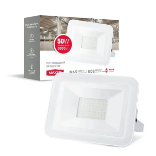Светодиодный прожектор Maxus FL-02 5000лм IP65 5000K 50W (Белый) Винница