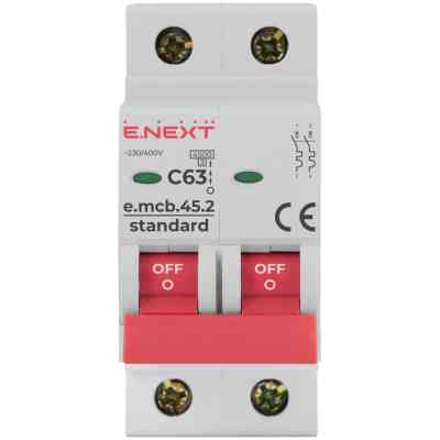 Автоматический выключатель E.NEXT 2-п e.mcb.stand. 63А C ( 4,5кА) (s002023) Винница