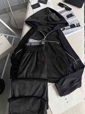 Женский утепленный велюровый костюм двойка на меху Черный, 42/46 Одесса