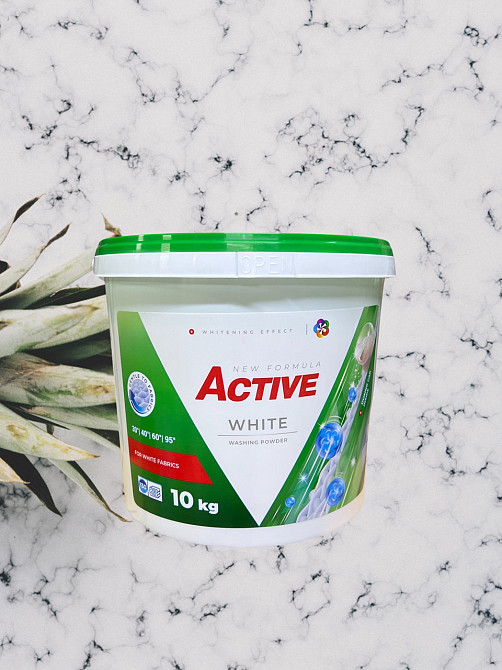 Порошок для прання світлої білизни Active white на 130 прань (відро), 10 кг Виноградів - фото 2