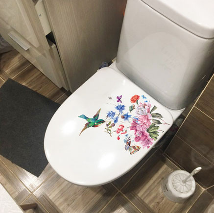 Наклейка для ванной для унитаза Птица и цветы Киев - изображение 1