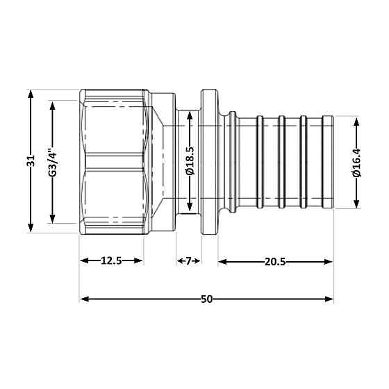 Переходних под натяжную гильзу Icma №1033 d20х2,8-3/4