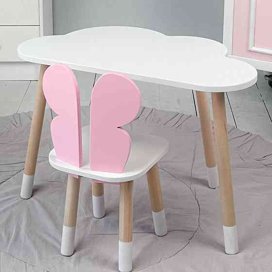Мебель для детей столик и удобный стульчик для обучения и отдыха стол тучка и стул бабочка розовый Киев