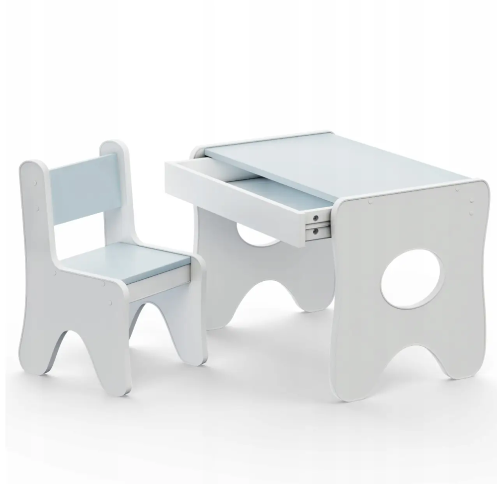 Набор детской мебели столик с ящиком и стульчик 70х45х51см (Белый с голубым) Винница - изображение 1