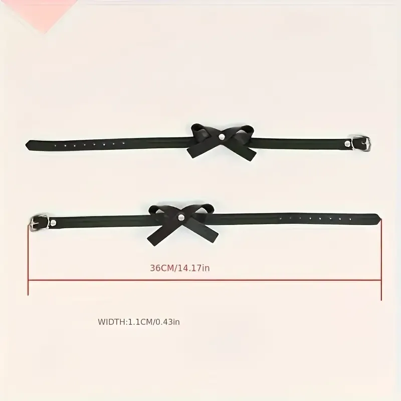 Браслеты на лодыжку с бантиками – черные парные аксессуары PU кожа Киев - изображение 4