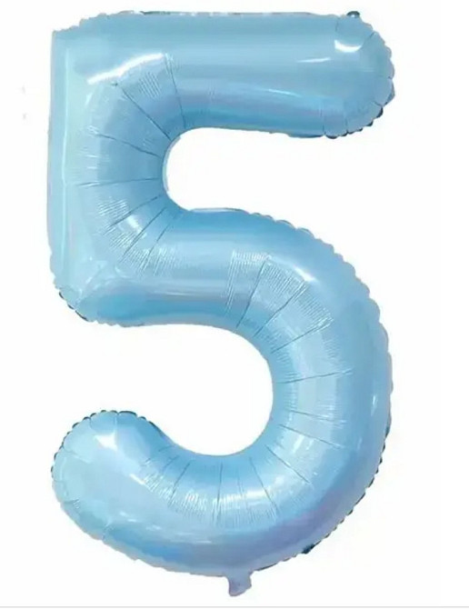Цифра фольгирована 5 голубая 30