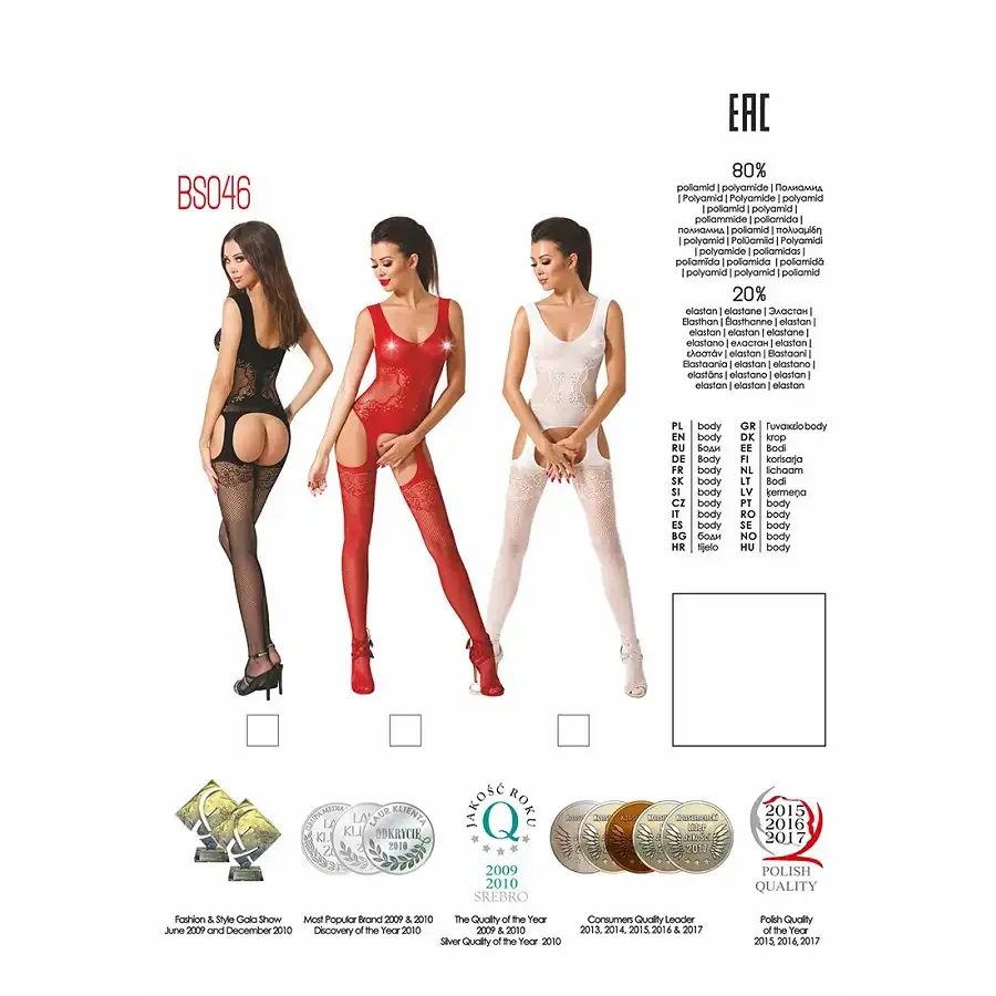 Бодістокінг Passion BS046 black, комбінезон з імітацією панчох Львів - фото 6