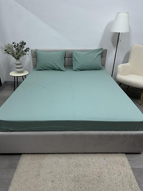 Ecotton Простирадло на резинці Ecotton 180х200 см фланель з бавовни м'ятний Коломия - фото 2