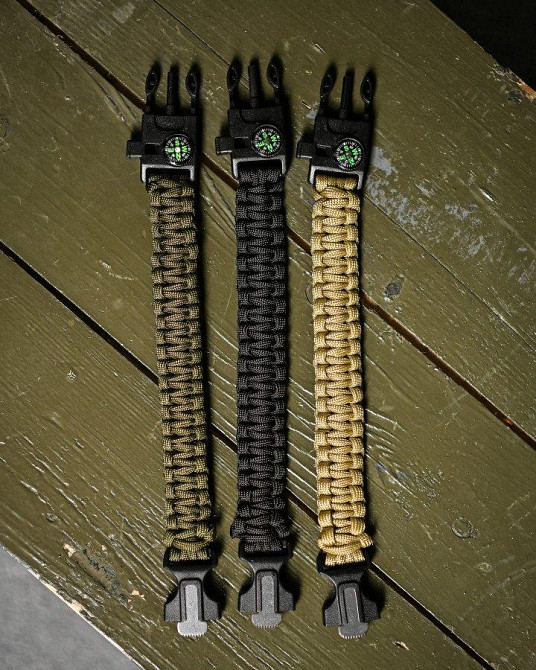 PARACORD БРАСЛЕТ З ВИСКОРЕМ, КОМПАСОМ ТА СВИСТКОМ ЧЕРНЫЙ Одеса - фото 3