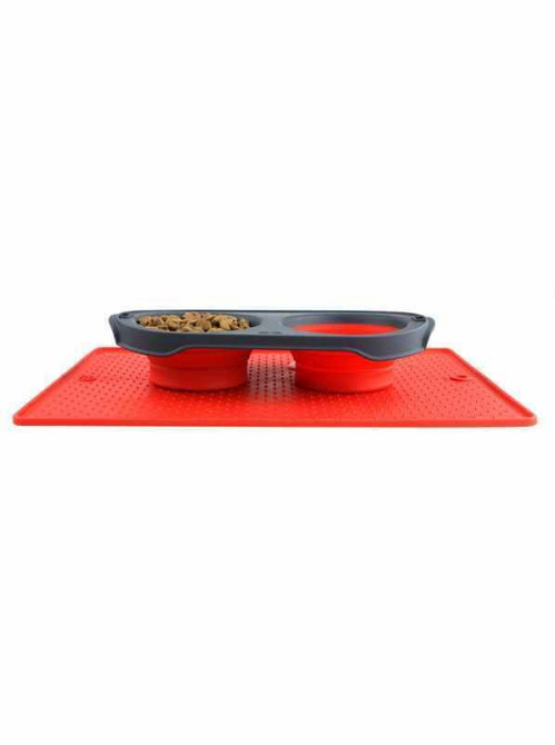 Подвійна складана миска для собак і котів Dexas Collapsible Pet Feeder (Дексас Пет Фідер) 17х17х4 см — 600 мл, Червоний Запоріжжя - фото 3