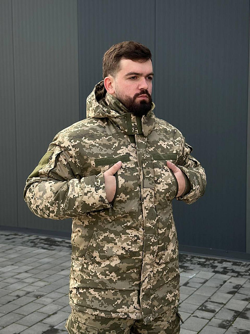 Военный зимний теплый мужской бушлат пиксель ММ-14, армейская мужская куртка бушлат пиксель до -30 Львов - изображение 8