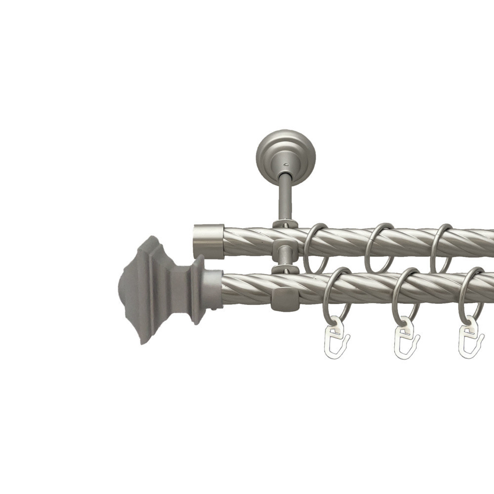 Карниз Orvit Борджеза металевий дворядний відкритий скручена труба кільце металеве Сатин 19\19 мм 200 см (00-00023187) Львів - фото 1