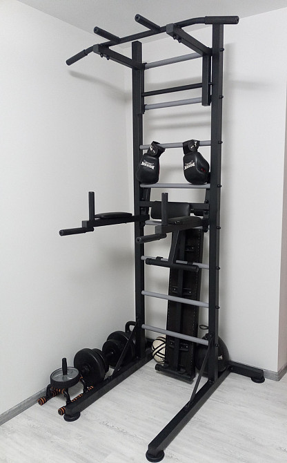 Напольная шведская стенка универсальная передвижная турник брусья лавка гимнастическая для детей и взрослых Каменское - изображение 3