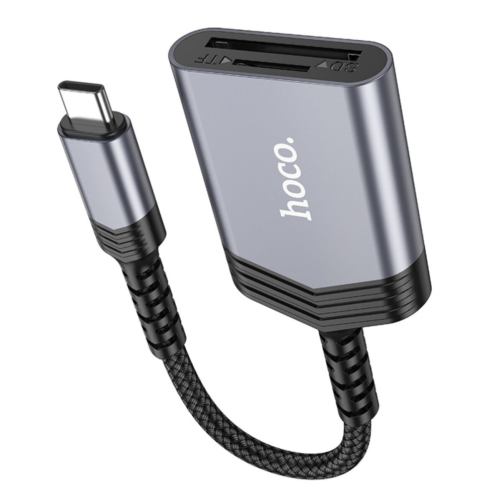 Кардрідер HOCO UA25 2-in-1 card reader Type-C Metal Gray (6942007608862 ) Киев - изображение 5