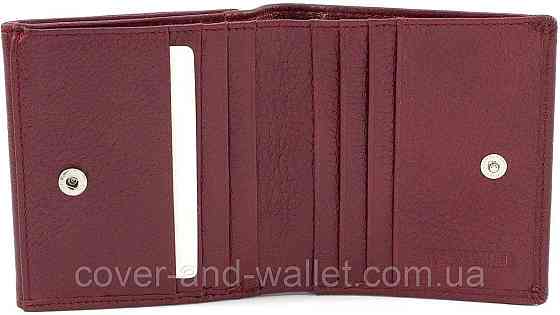 Маленький бордовий жіночий шкіряний гаманець з монетницею на кнопці ST Leather 219 Київ