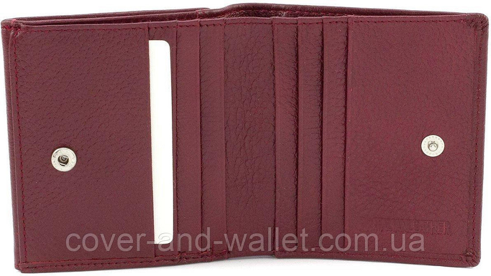 Маленький бордовий жіночий шкіряний гаманець з монетницею на кнопці ST Leather 219 Київ - фото 3