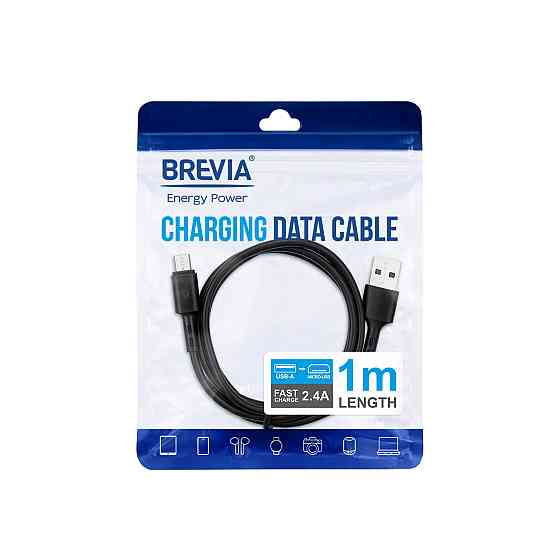 Кабель Brevia USB to Micro 2,4A 1м, чорний ZIP (51100BUMZ1) Львів
