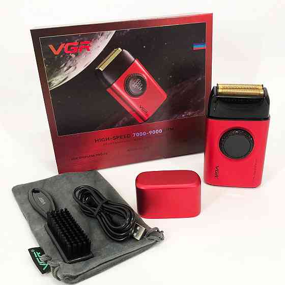 Електробритва VGR V-378 RED шейвер, подвійне лезо + триммер, регулювання потужності GZ-640 7000-9000 RPM Київ