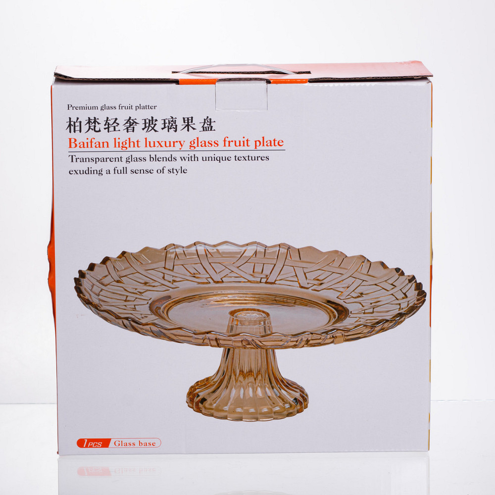 Фруктовниця скляна на ніжці Ø29 (см) кругла ваза цукерниця для фруктів Коричневий 64486-19 Коломия - фото 3