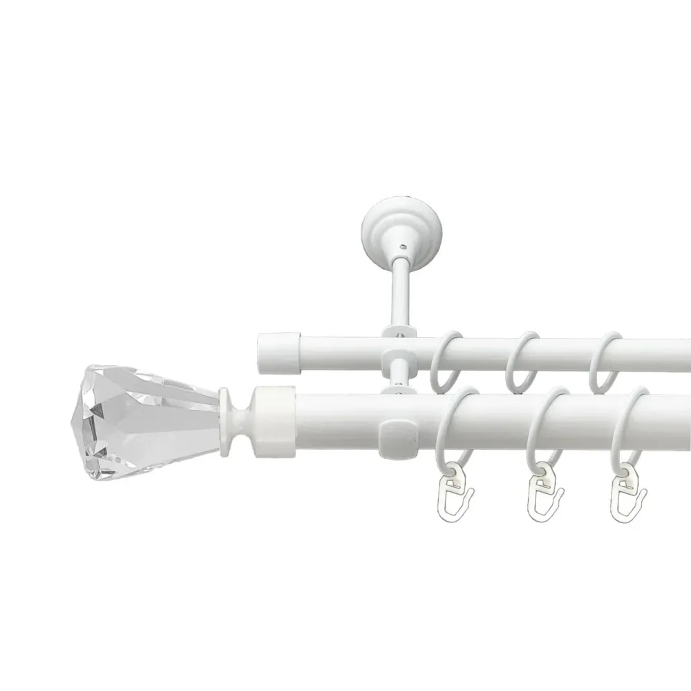 Карниз Orvit Лучетта металевий дворядний відкритий гладка труба кільце металеве Арктіс 25\16 мм 160 см (00-00021057) Львів - фото 1