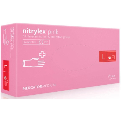 Медицинские перчатки Mercator Medical Nitrylex Pink Нитриловые Неопудренные диагностические Размер L Розовые 100 шт. (5906615035343) Винница - изображение 1