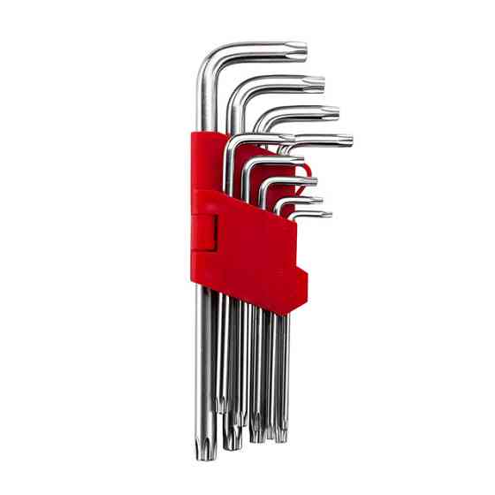 Набор ключей Г-образных TORX удлиненных, 9 шт., Т10-Т50, Cr-V INTERTOOL HT-0608 Киев