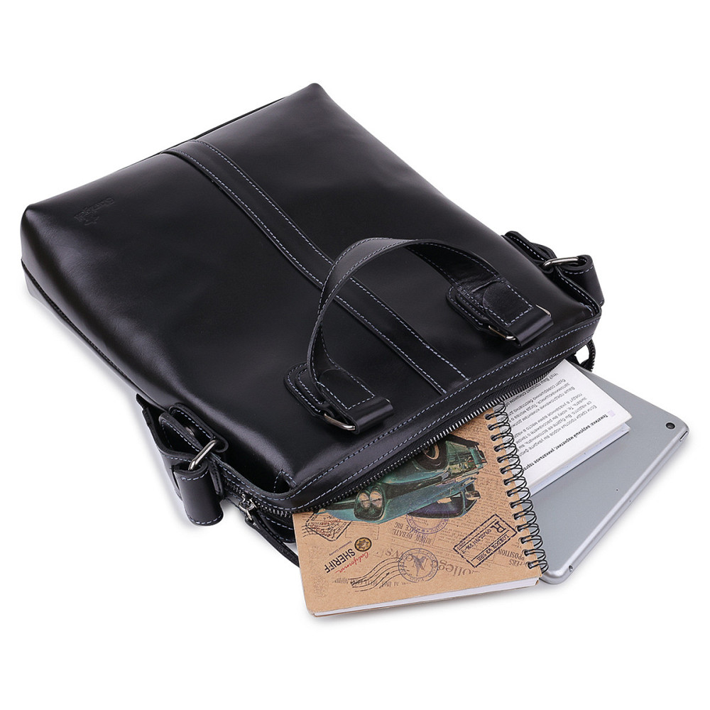 Кожаная мужская сумка Shvigel 11287 Черный Киев - изображение 7