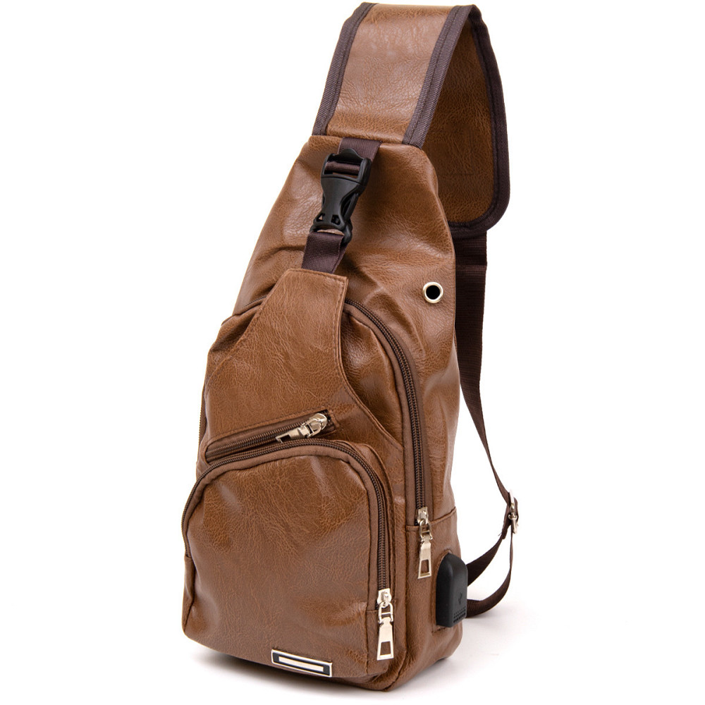 Сумка крос боді з емблемою зі шкірозамінника Руда (Vintage) Київ - фото 5