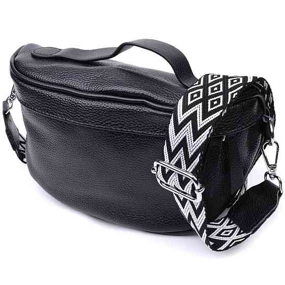 Женская сумка через плечо в классическом цвете из натуральной кожи Vintage 22655 Черный Киев