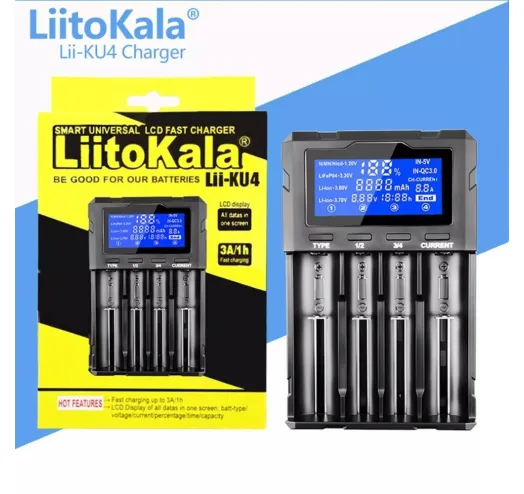 Зарядное устройство универсальное LiitoKala Lii-KU4 LCD Type-C для аккумуляторов (Li-ion IMR LiFe NiMH/CD) на 4 канала Киев