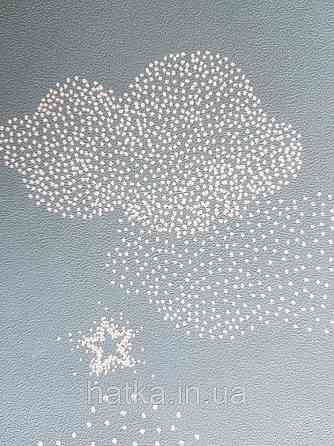 Шпалери флізелінові дитячі Lutece Tartine et Chocolat небо хмари хмари зорі місяць білі на сіро-синій Київ