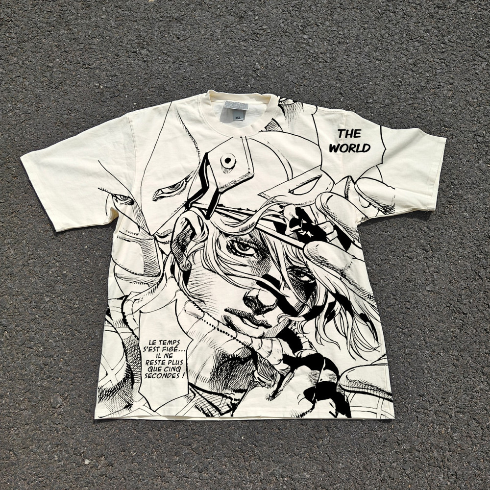 Футболка чоловіча з принтом аніме Аніме Джоджо Стеел Балл оверсайз (S/M/L) Черний Дніпро - фото 1