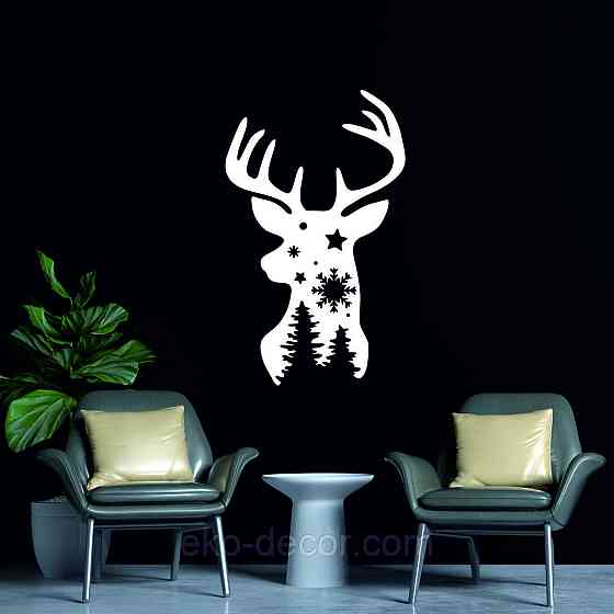 Декоративное настенное Панно «Олень», Декор на стену 50*30 см, Белый Киев