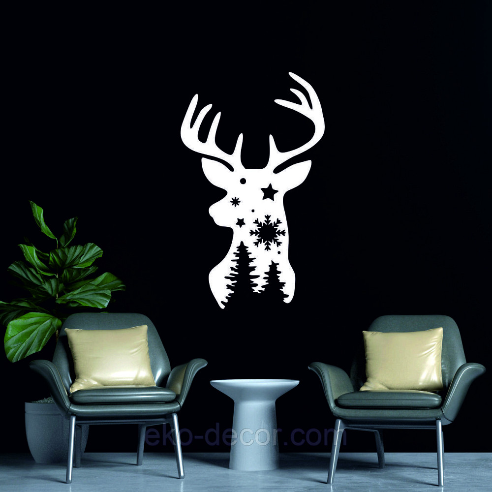 Декоративное настенное Панно «Олень», Декор на стену 50*30 см, Белый Киев - изображение 3