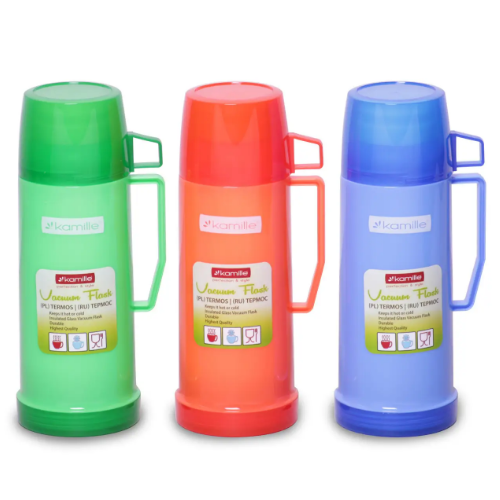 Термос 450мл скляна колба + пластикова чашка (синій,зелений,червоний) KAMILLE 2070 Житомир - фото 7