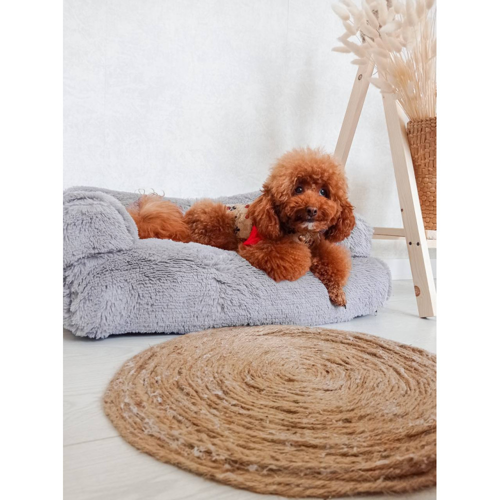 Хутряний диван лежак для собак і кішок спальне місце для тварин знімни Incor сірий 10079 L (100х60х30) Київ - фото 7