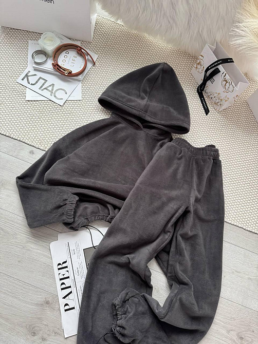 Жіночий стильний теплий костюм Двосторонній Фліс Графіт, 46/48 Одеса - фото 1