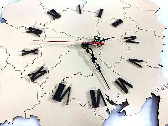 Годинник настінний "Карта України", розмір 59*40 см, настінний годинник з картою України, колір білий Кам'янець-Подільський