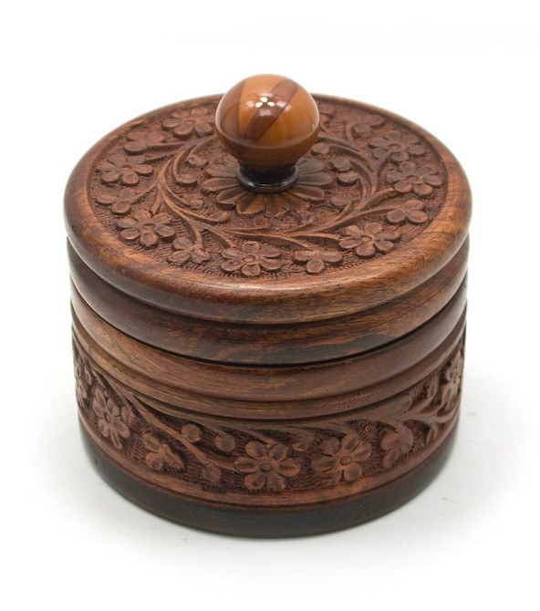 Шкатулка круглая деревянная резная Киев - изображение 1